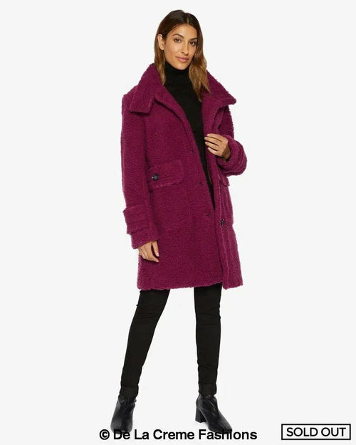 Julie High Neck Borg Teddy Coat Rose Eleusis