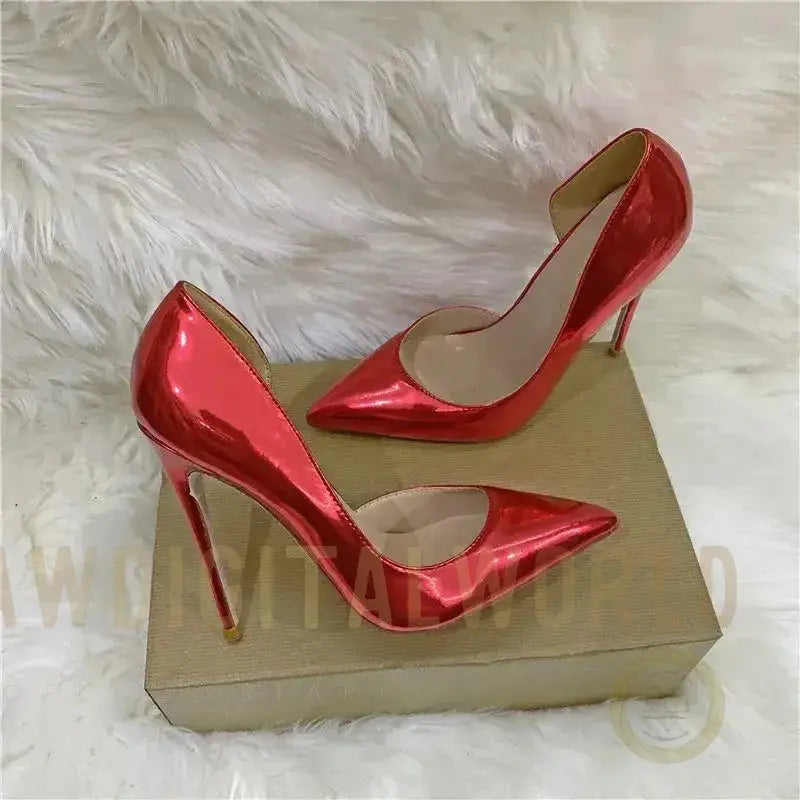 Lacquer Leather Side Air High Heels Stiletto Shoes Fashionfitz