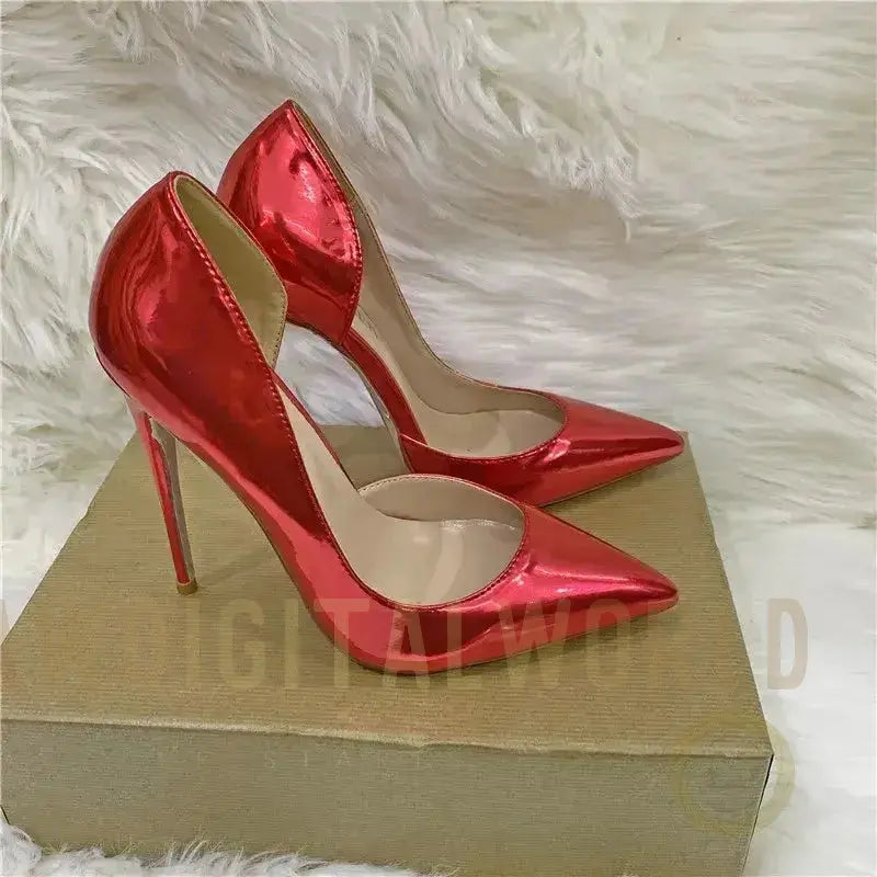 Lacquer Leather Side Air High Heels Stiletto Shoes Fashionfitz