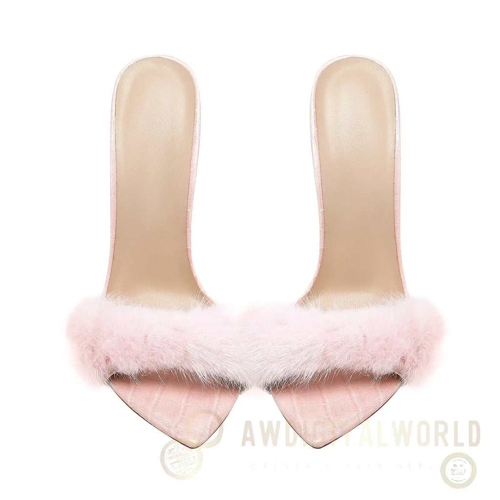 Lightweight Fluffy Pink Heels Jady Rose