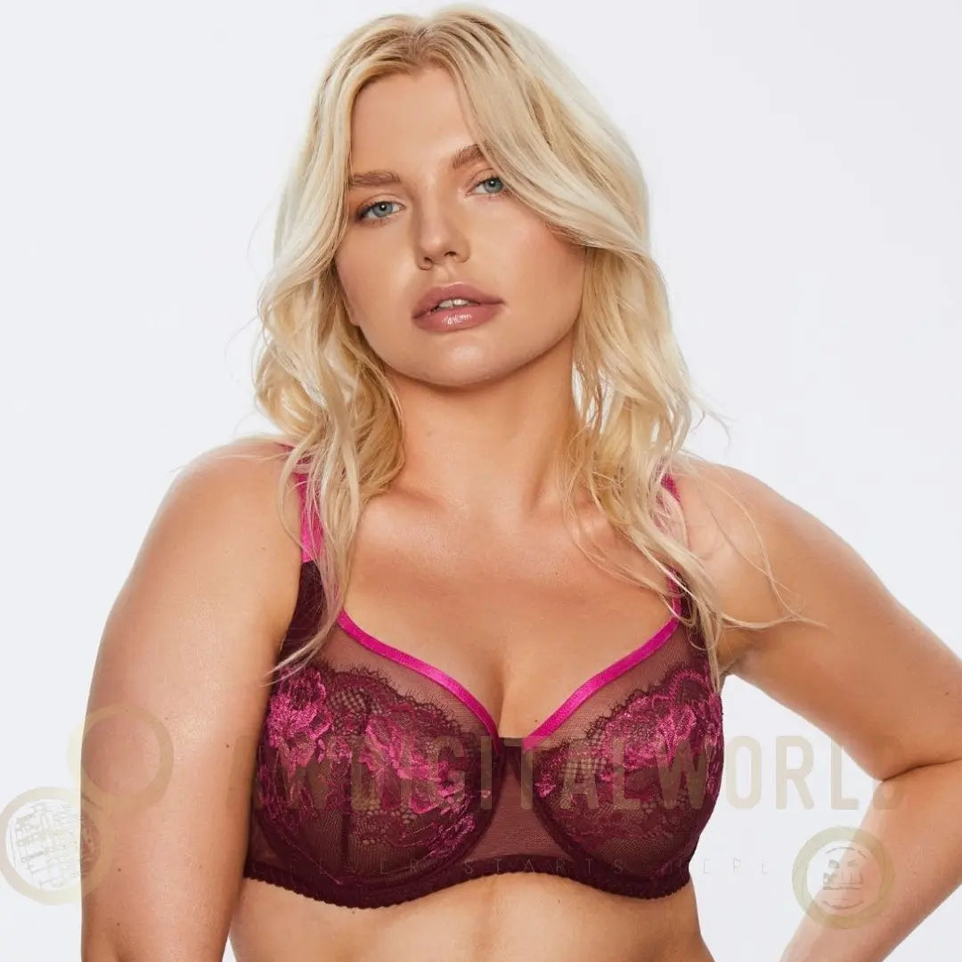 Sheer Mesh Full Figure Lace Bra Kinga Love Promise-0