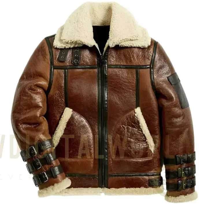 Mens Sheepskin Aviator Bomber Jacket Riders Republic UK