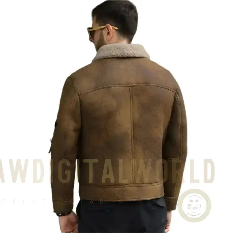 Men’s Brown Shearling B3 Bomber Jacket Riders Republic UK