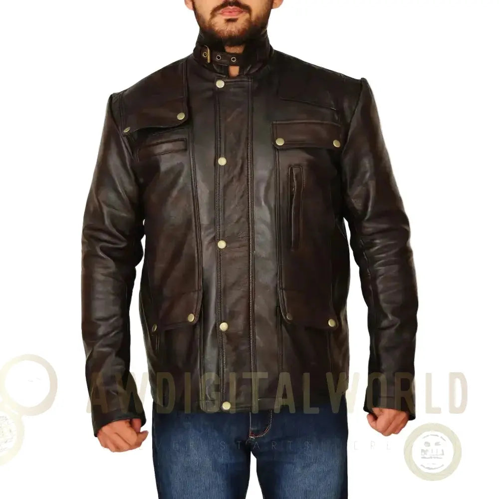 Men's Classic Dark Brown Leather Jacket Riders Republic UK
