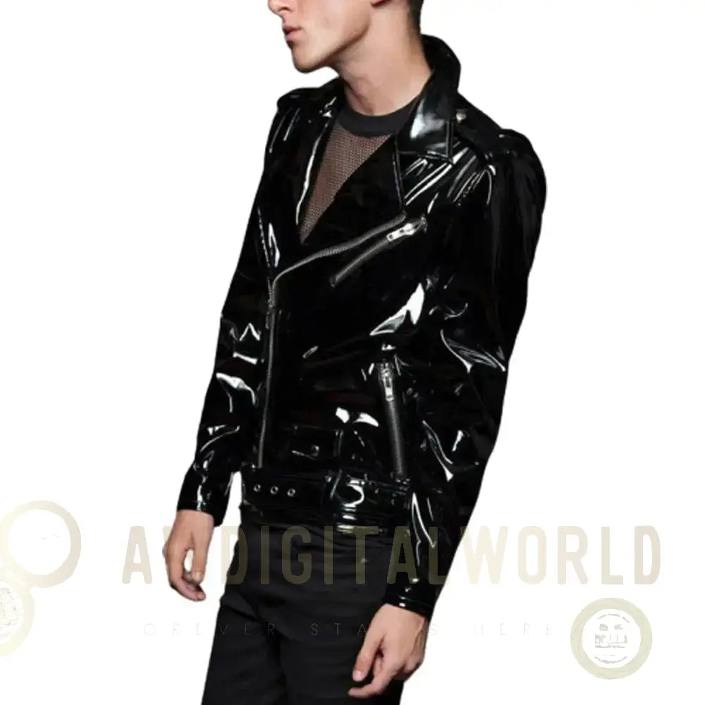 Men's Gothic PVC Vinyl Biker Jacket – EMO Punk Style Riders Republic UK