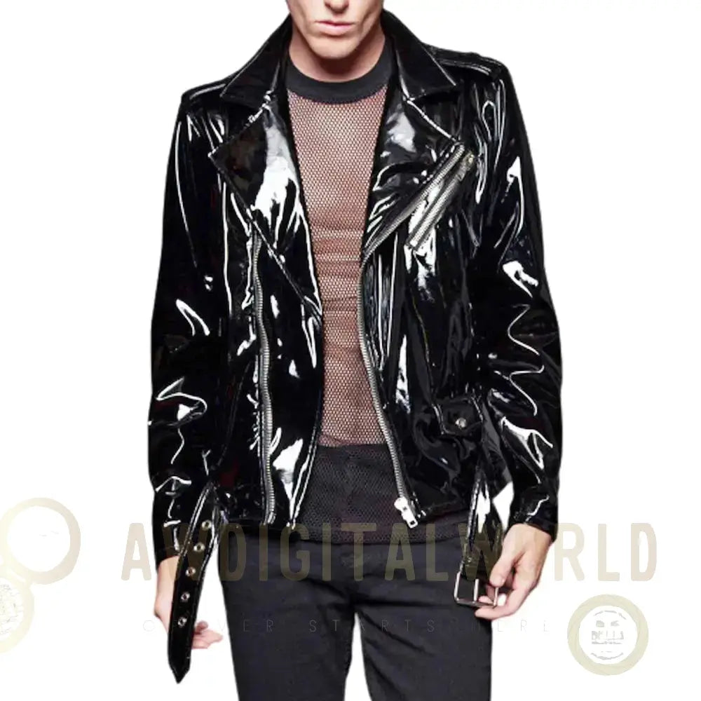 Men's Gothic PVC Vinyl Biker Jacket – EMO Punk Style Riders Republic UK