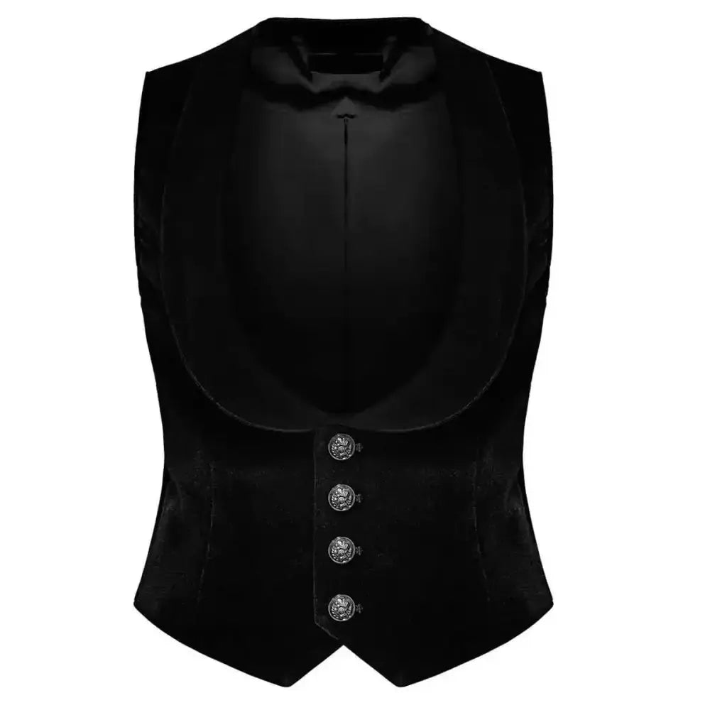 Men’s Gothic Velvet Steampunk Black Waistcoat Vest Riders Republic UK