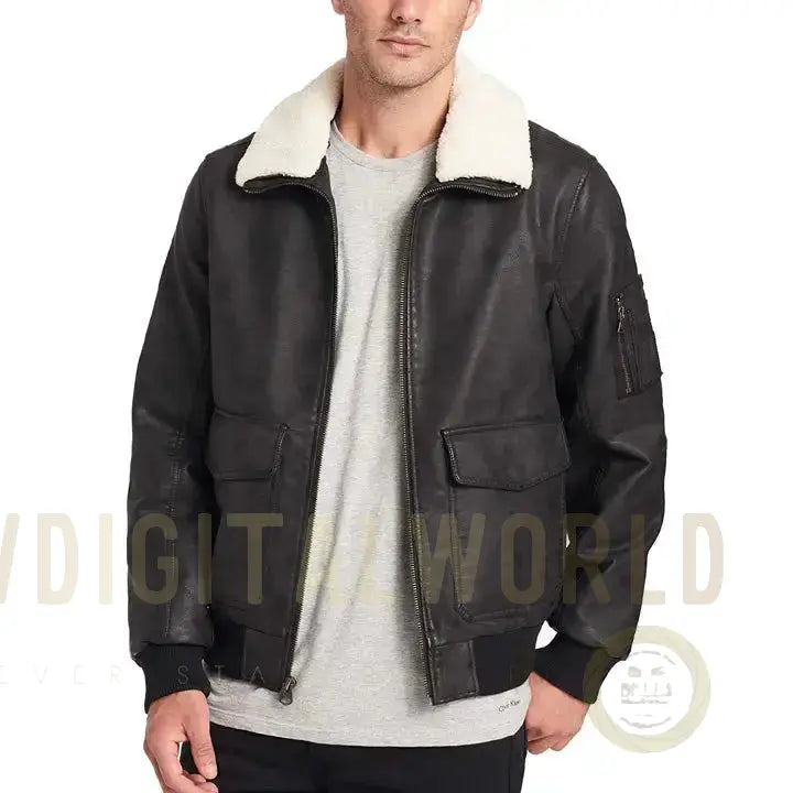 Mens Leather Aviator Bomber Jacket Riders Republic UK