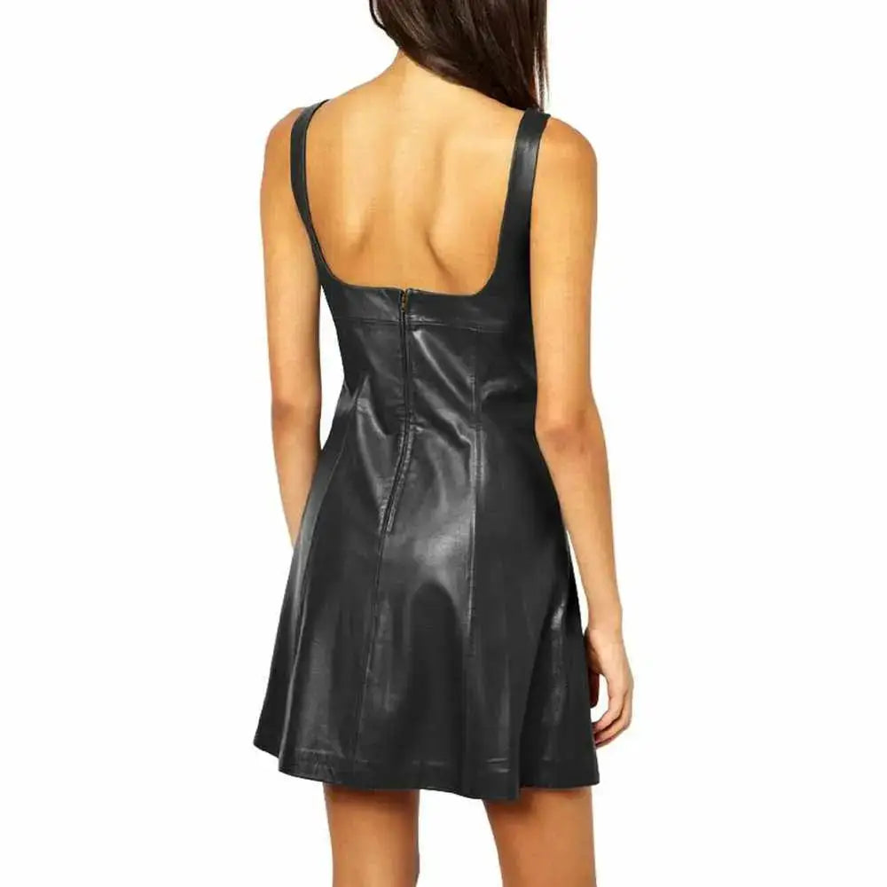 Women’s Midnight Black Leather Mini Dress Riders Republic UK