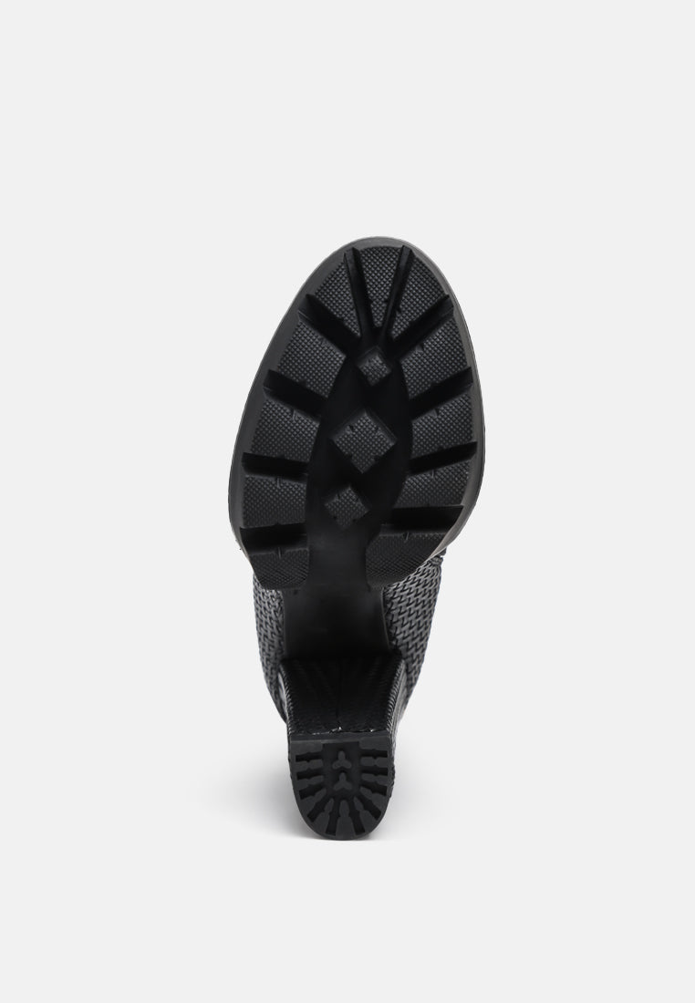 Moleski Textured Block Heeled Boots-1