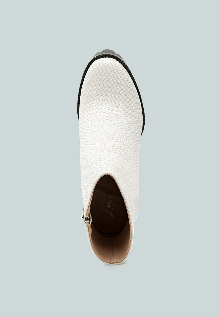 Moleski Textured Block Heeled Boots-4