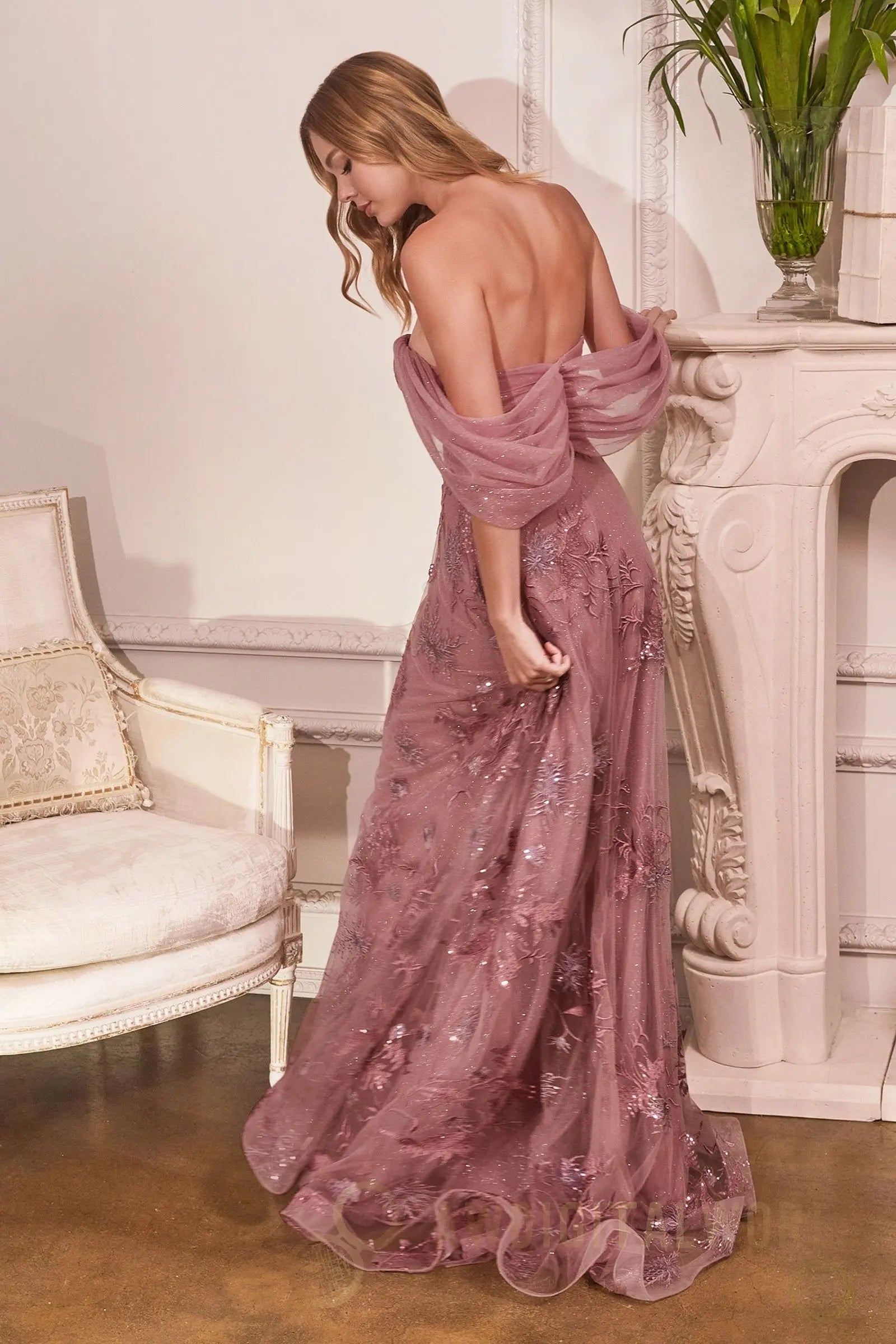 Strapless Layered Tulle Gown-1