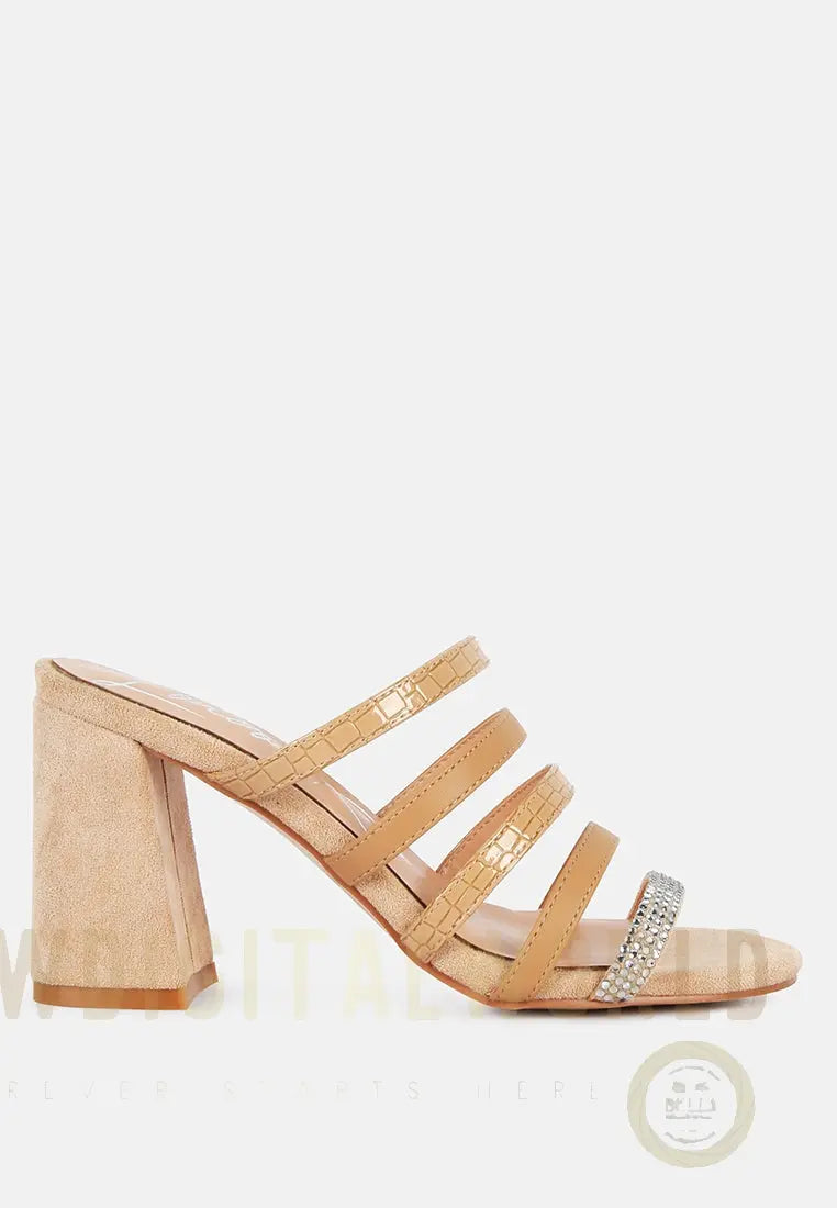 Peaches Strapped Rhinestone Embellished Sandals London Rag