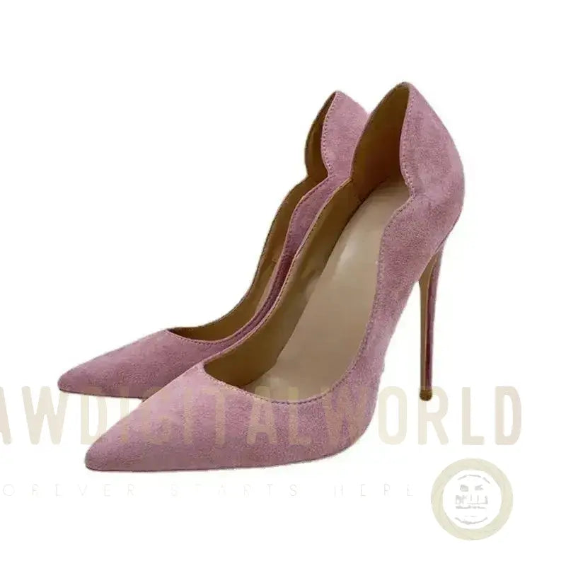 Pink Velvet High Heels Stiletto Shoes Fashionfitz