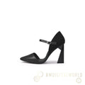 Pointed Toe Ankle Strap Trape Heel Pumps Jady Rose