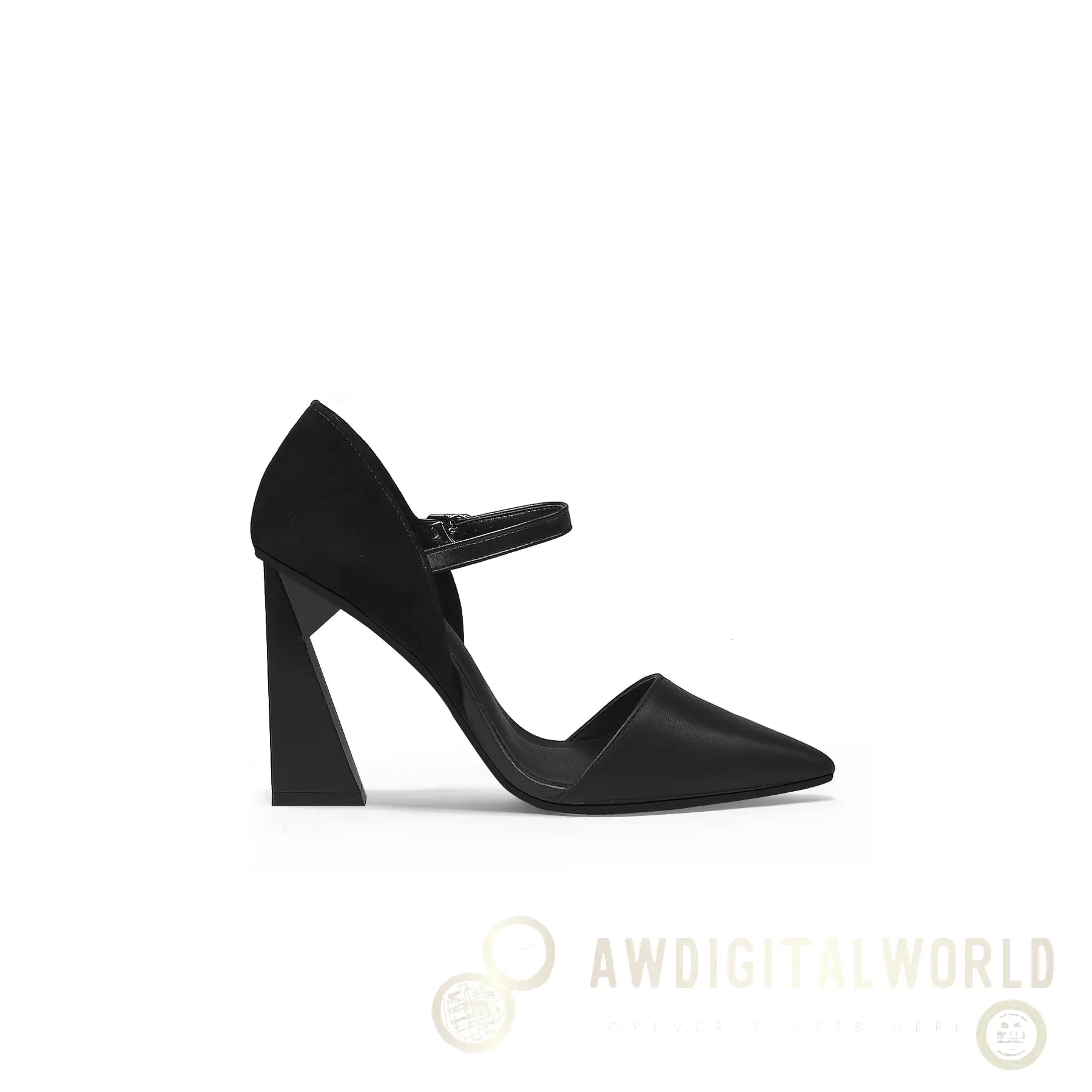 Pointed Toe Ankle Strap Trape Heel Pumps Jady Rose