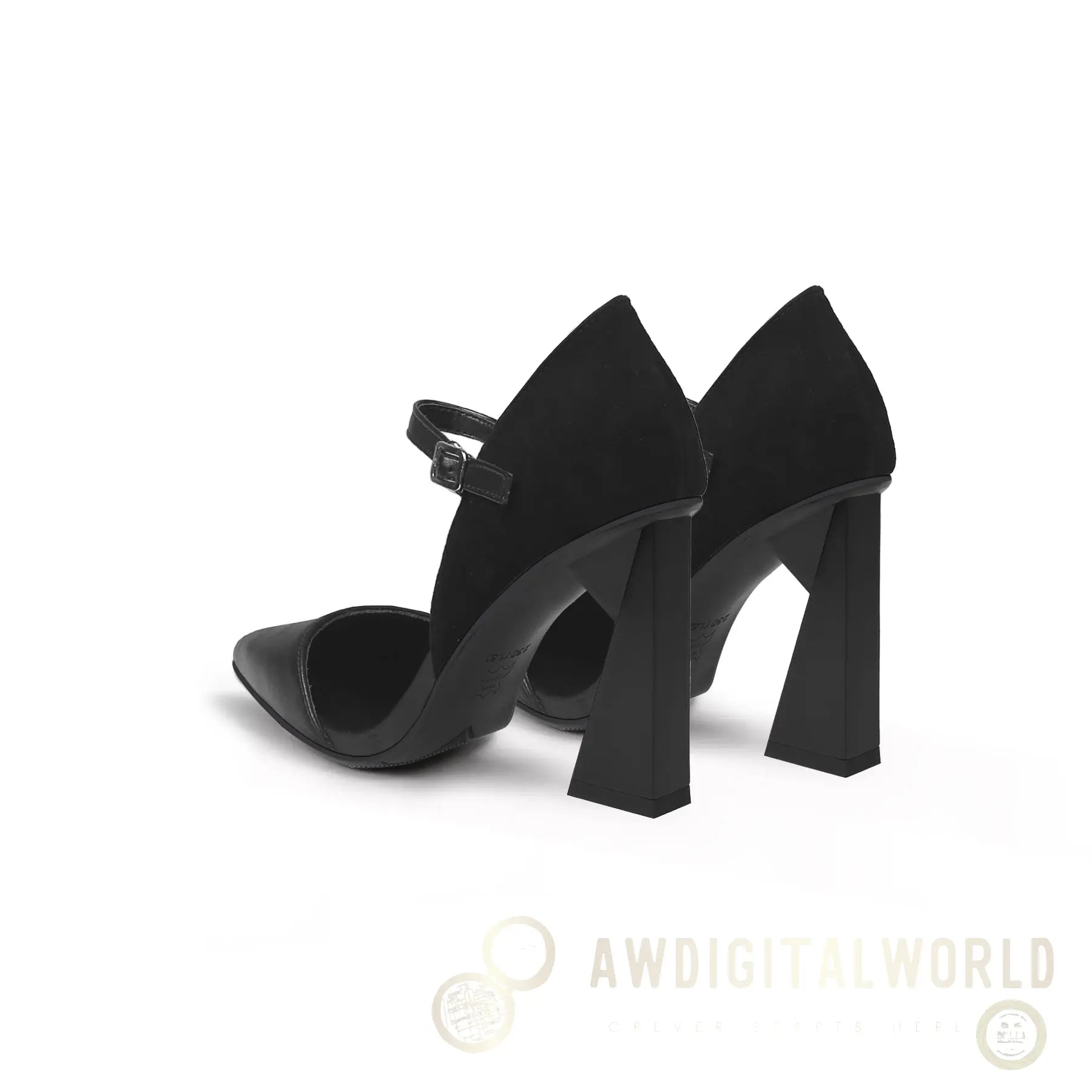 Pointed Toe Ankle Strap Trape Heel Pumps Jady Rose