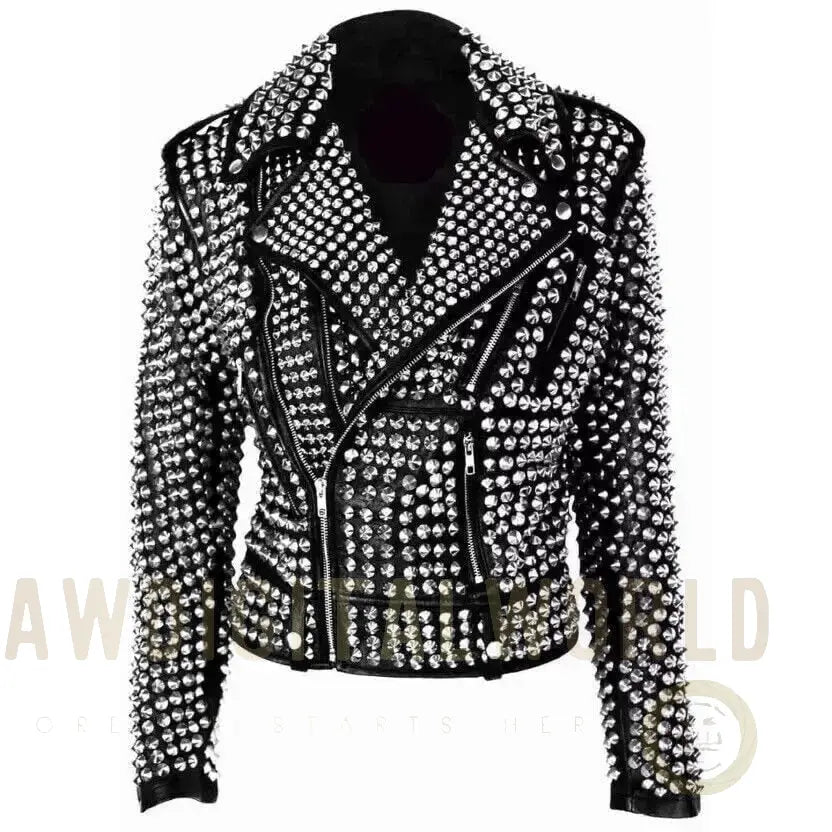 Women’s Gothic Punk Studded Leather Jacket Riders Republic UK