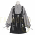 Vintage Women Gothic Punk Lolita Dress Casual High Waist Long Sleeve Yellow Angel