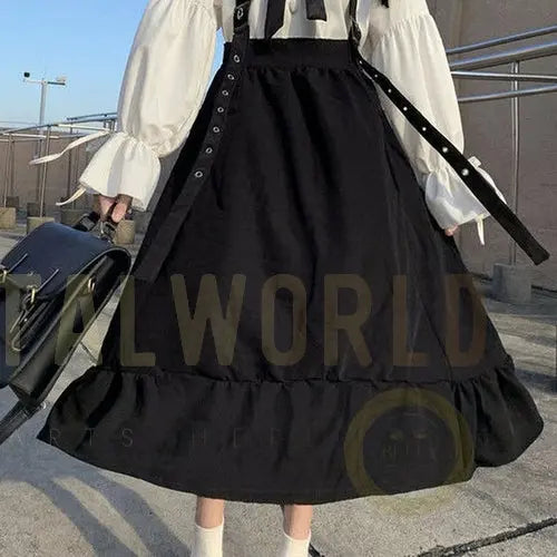 Vintage Women Gothic Punk Lolita Dress Casual High Waist Long Sleeve Yellow Angel