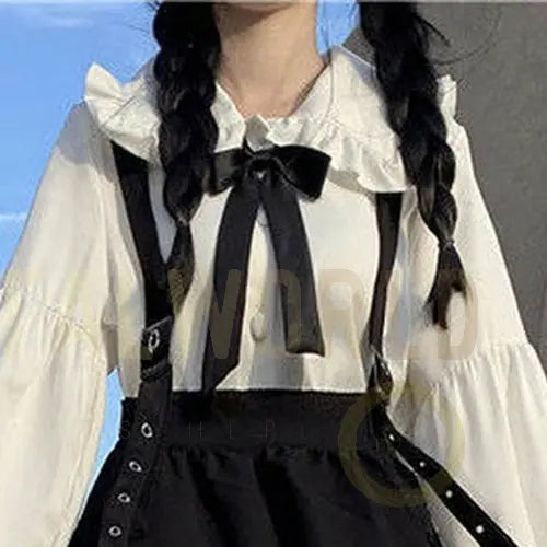 Vintage Women Gothic Punk Lolita Dress Casual High Waist Long Sleeve Yellow Angel
