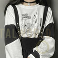 Vintage Women Gothic Punk Lolita Dress Casual High Waist Long Sleeve Yellow Angel