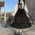 Vintage Women Gothic Punk Lolita Dress Casual High Waist Long Sleeve Yellow Angel