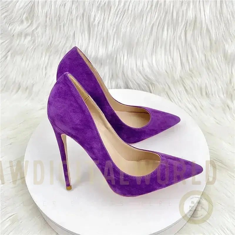 Purple Suede High Heels Stiletto Shoes Fashionfitz