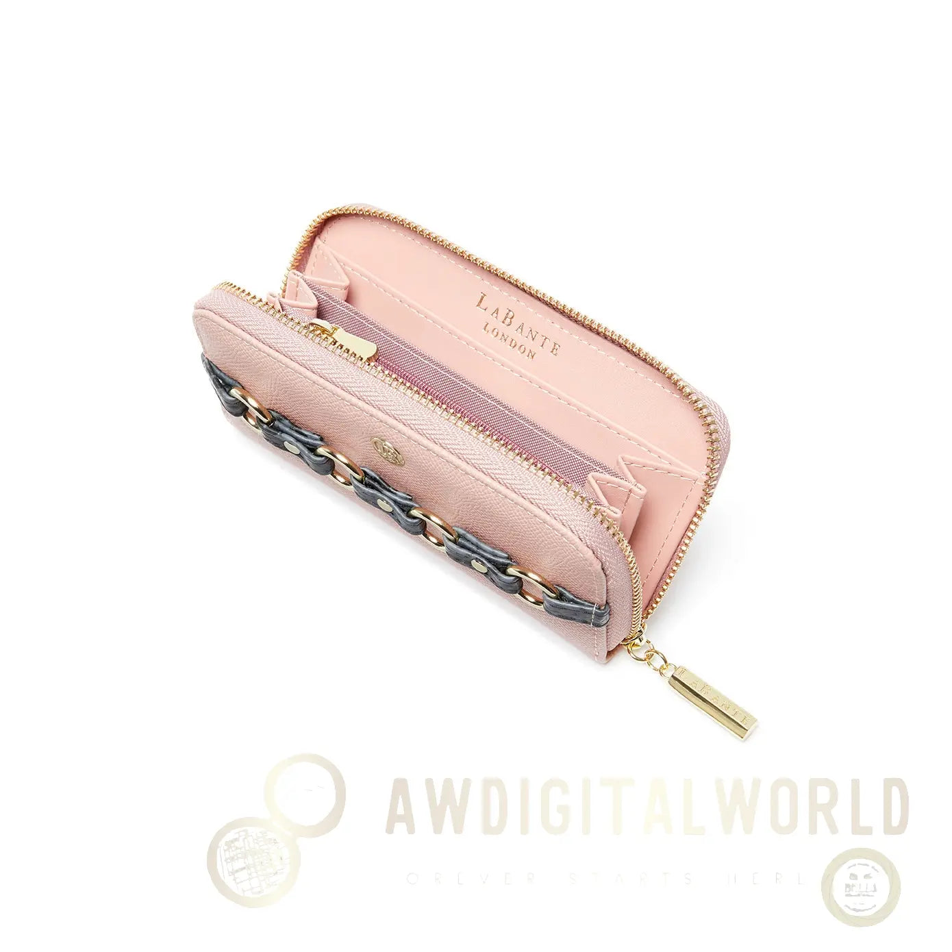 Ellen Pink Vegan Zip Around Wallet LaBante London