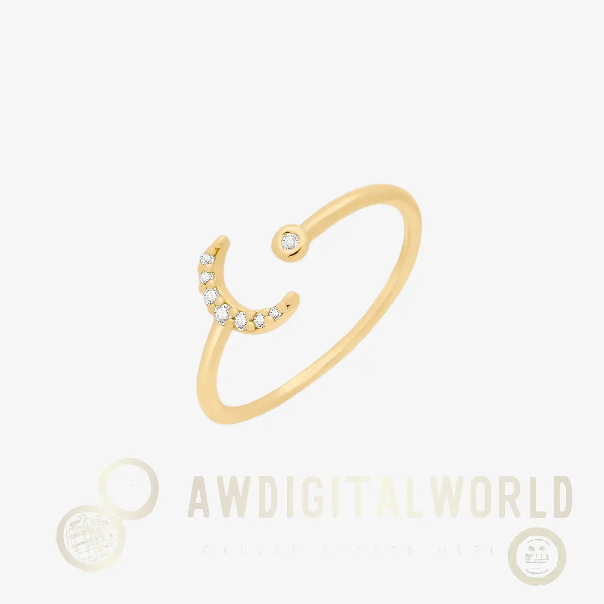 Cubic Crescent Moon Ring Nabi London