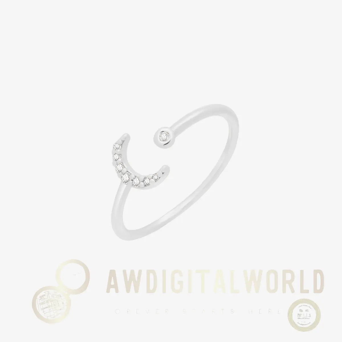 Cubic Crescent Moon Ring Nabi London