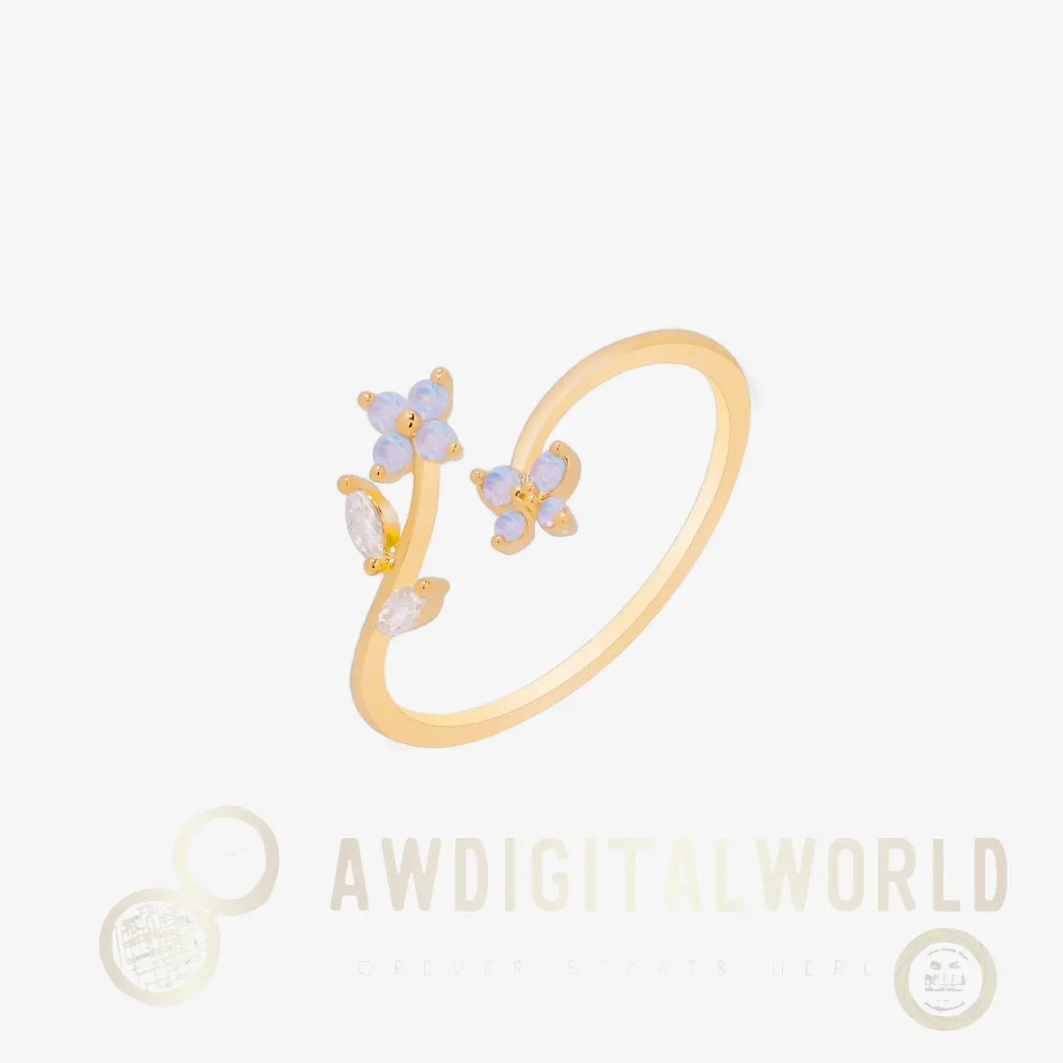 Moonstone flower branch ring Nabi London