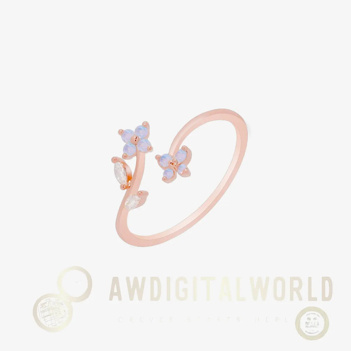Moonstone flower branch ring Nabi London