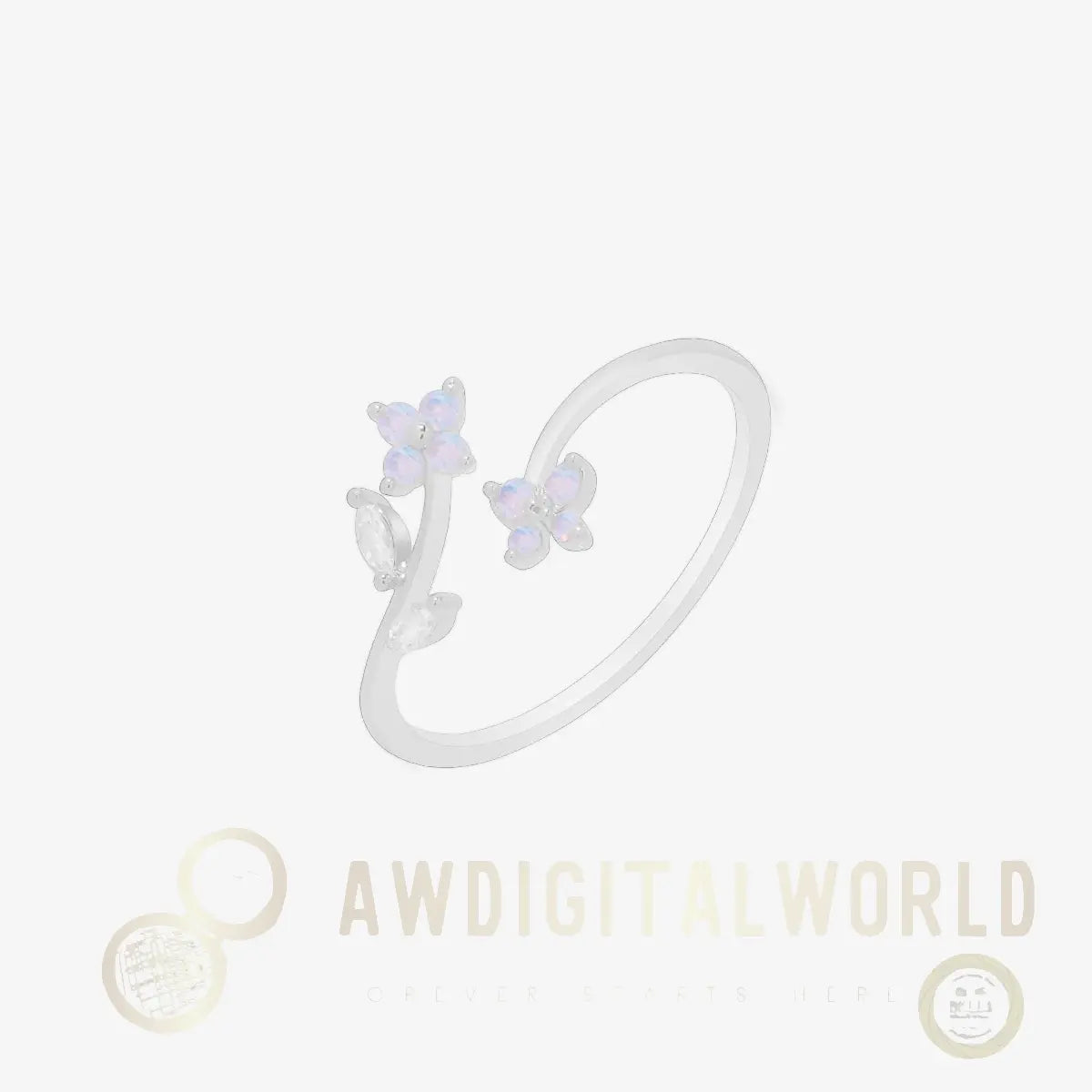 Moonstone flower branch ring Nabi London