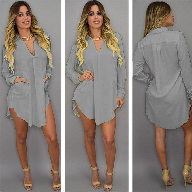 Summer Sexy V Neck Short Beach Dress Chiffon White Mini Loose Casual T Jade