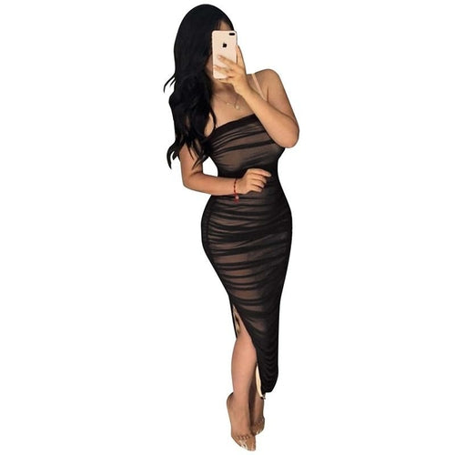 Fashion New Pleated Bodycon Slit Dress Sexy Summer high quality Jade