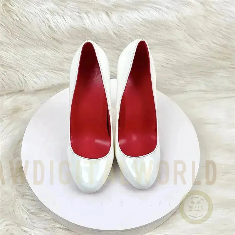 Round Head Lacquer Leather High Heels Shoes Fashionfitz