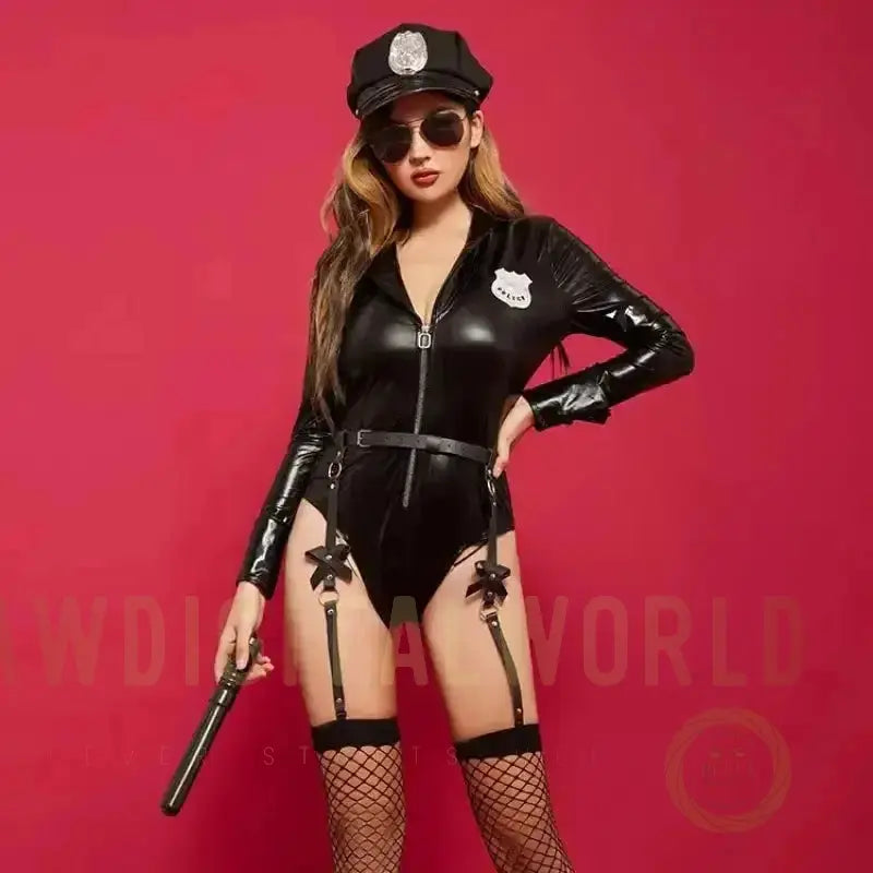 Sexy Policewoman Halloween Bodysuit with Accessory Set Fashionfitz