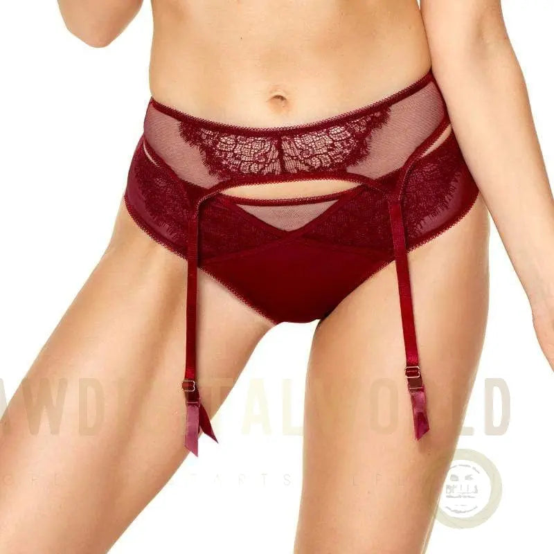 Sheer Mesh Lace Garter Belt Kinga Cherry-0