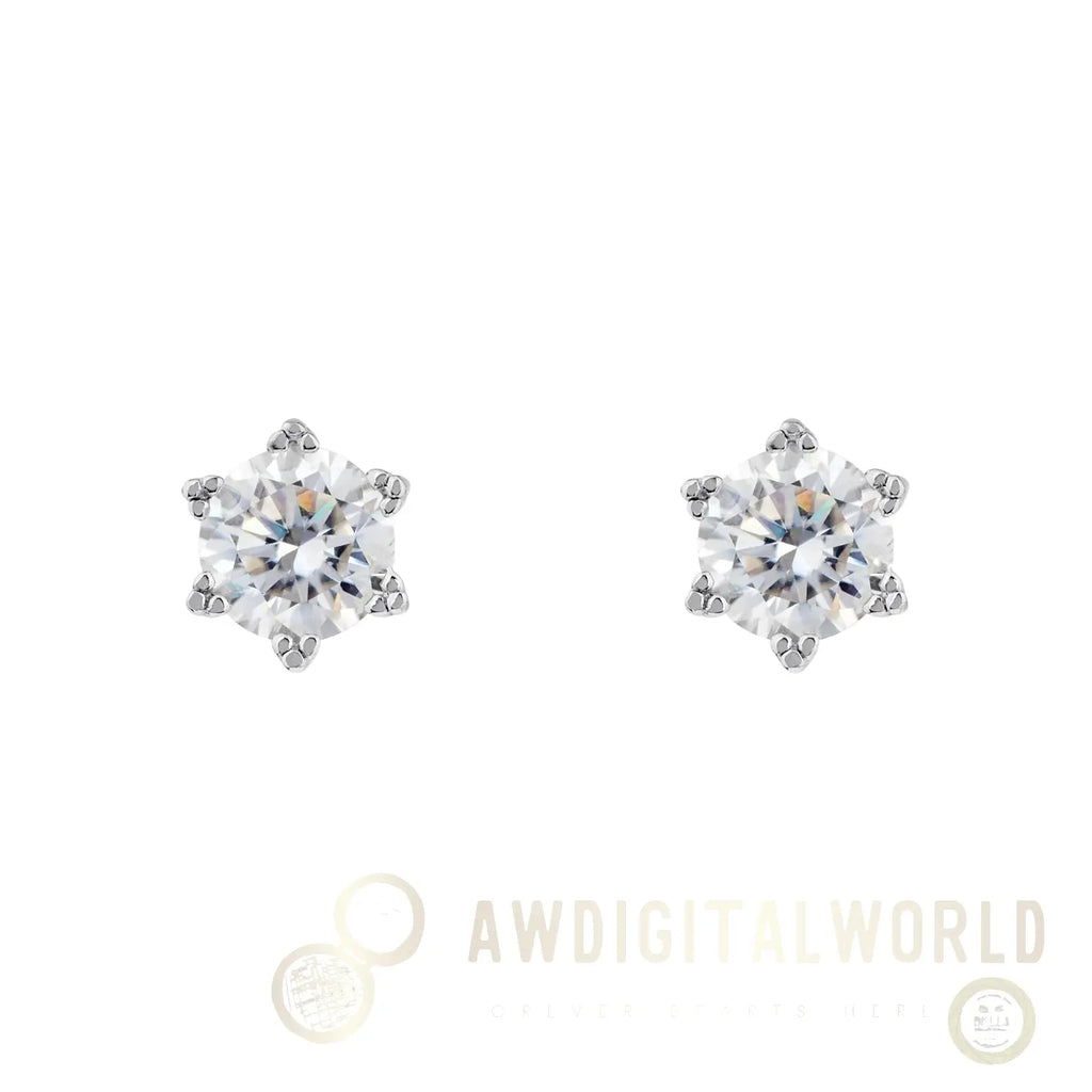 Moissanite Solitaire Diamond Earrings-0