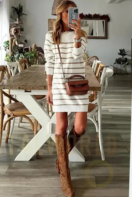 Stripe Mini Sweater Dress Fashionfitz