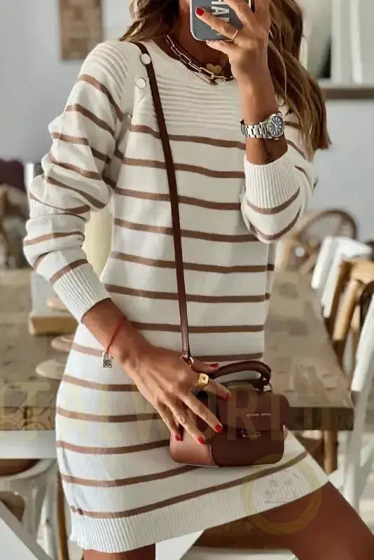 Stripe Mini Sweater Dress Fashionfitz