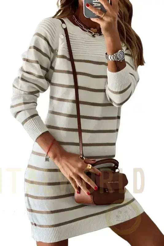 Stripe Mini Sweater Dress Fashionfitz