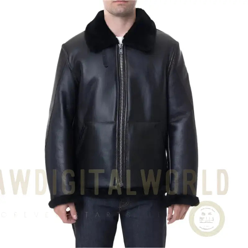 Mens Black Sheepskin B3 Jacket Riders Republic UK