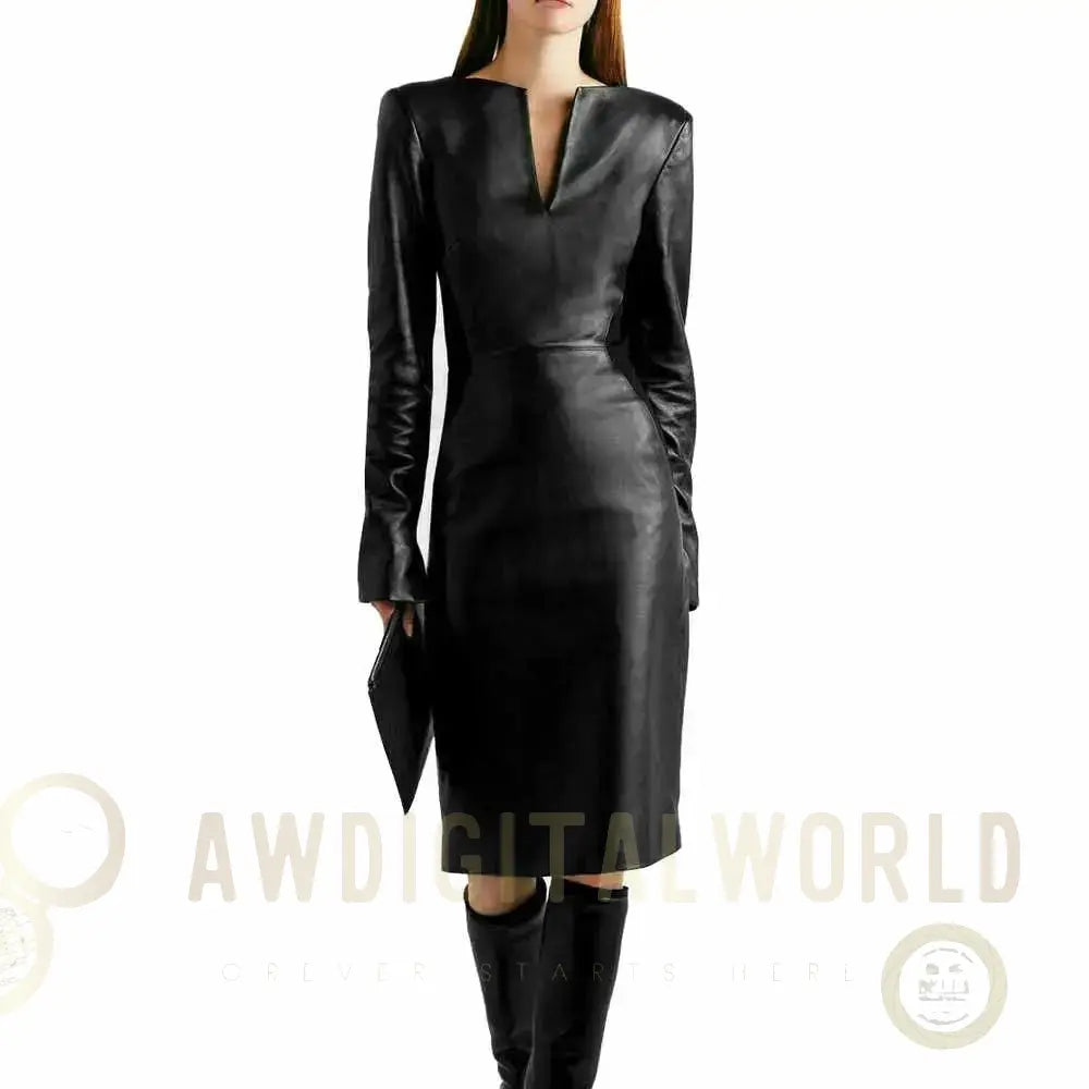 Women’s V-Neck Leather Cocktail Dress Riders Republic UK