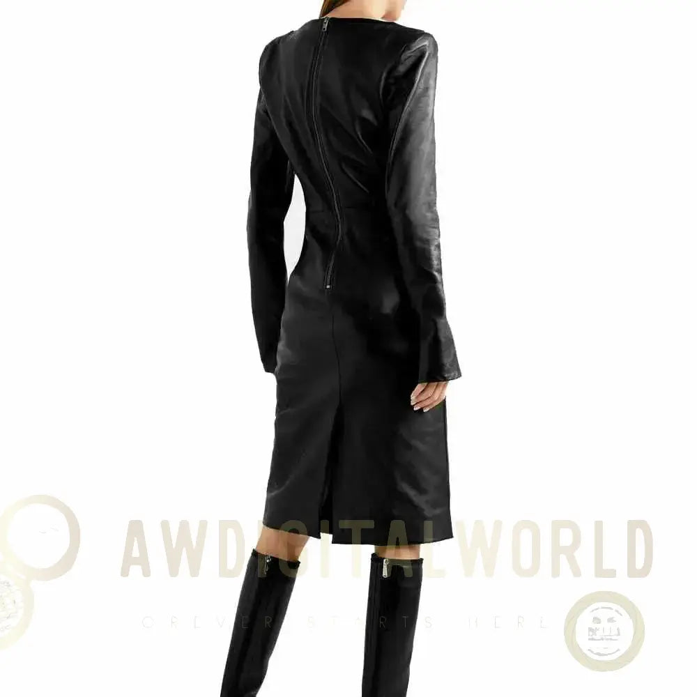 Women’s V-Neck Leather Cocktail Dress Riders Republic UK