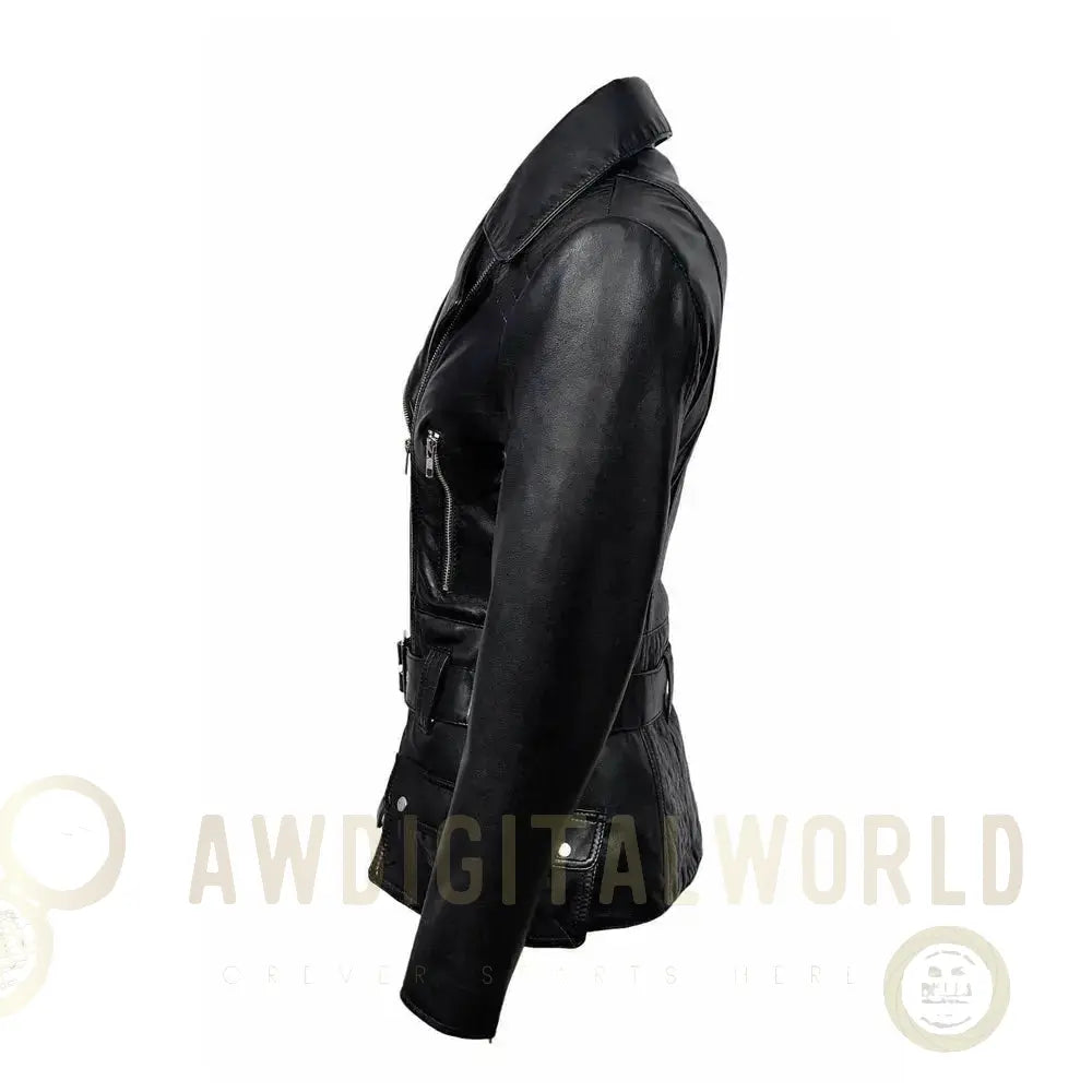 Women’s Feminine Retro Vintage Biker Leather Jacket Riders Republic UK