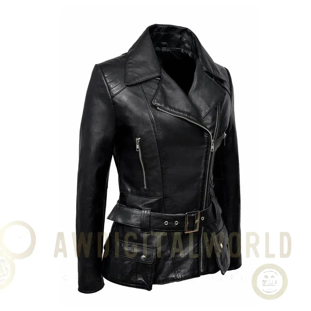 Women’s Feminine Retro Vintage Biker Leather Jacket Riders Republic UK