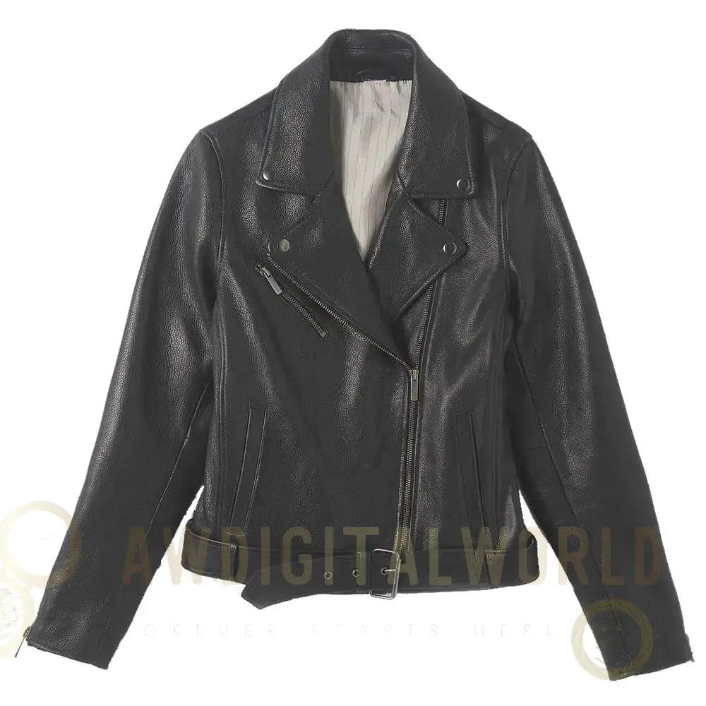 Women's Black Lambskin Leather Biker Jacket Riders Republic UK
