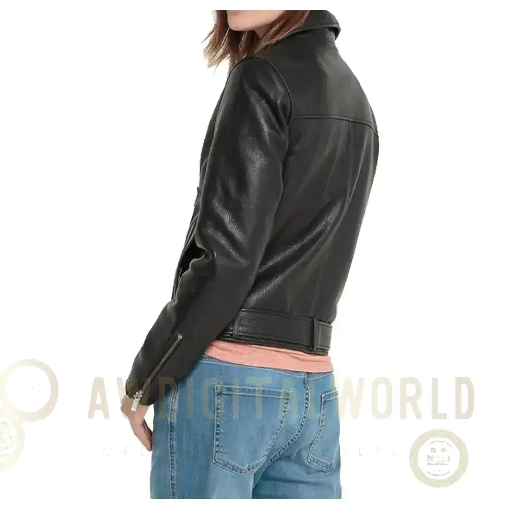 Women's Black Lambskin Leather Biker Jacket Riders Republic UK